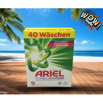 Niemiecki Ariel Universal+ - Twój sprzymierzeniec w walce z plamami, teraz z jeszcze większą mocą! 40 prań
